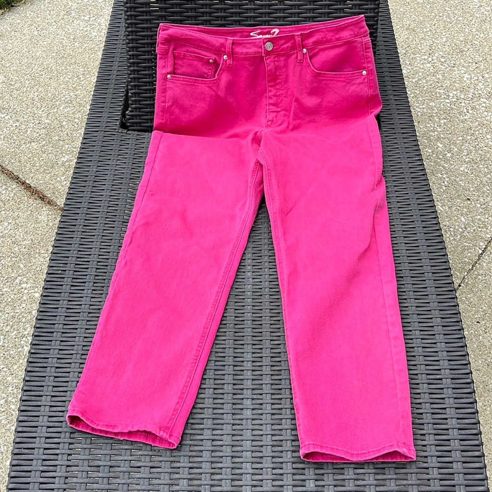 Seven7 slim Straight Leg Jean - Pink -Size 14